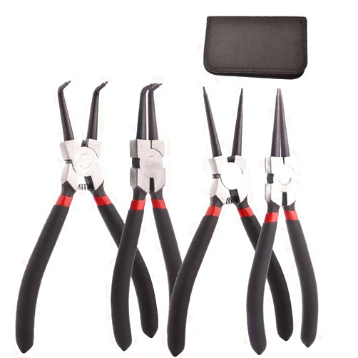 AZKEEGREY AGOOBO 4 Pack Snap Ring Pliers Set Heavy Duty, 7 inch C-Clip Plier Set, Internal/External Circlip Retaining Ring Pliers Kit, Straight/Bent Jaw for Ring Remover Retaining with Storage Bag
