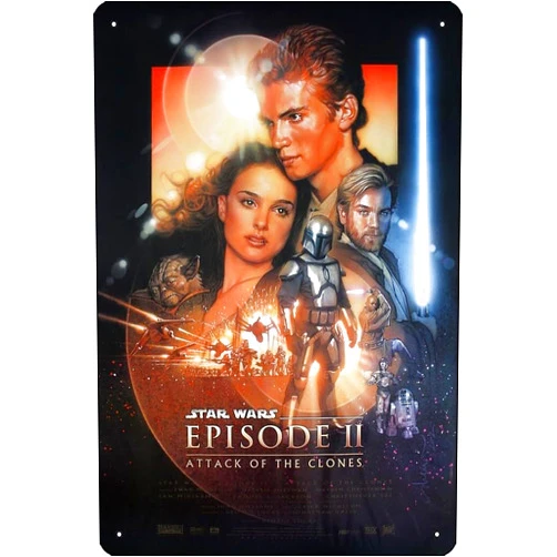 Oedrtqi Original Movie Attack Episode II The Clones Poster Poster Metal Tin Sign Fun Home Art Wall Decor 8x12 Inch