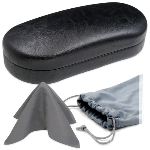 MyEyeglassCase - Large Sunglasses Case - Glasses Holder with Pouch & Cloth - Eyeglass Hard shell Medium - Extra Large frames