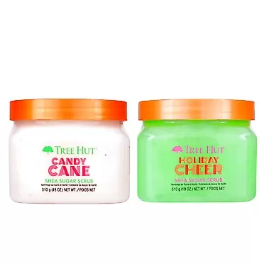 Tree Hut Candy Cane Shea Sugar Body Scrub - 18oz And Tree Hut Holiday Cheer Shea Sugar Body Scrub - 18oz