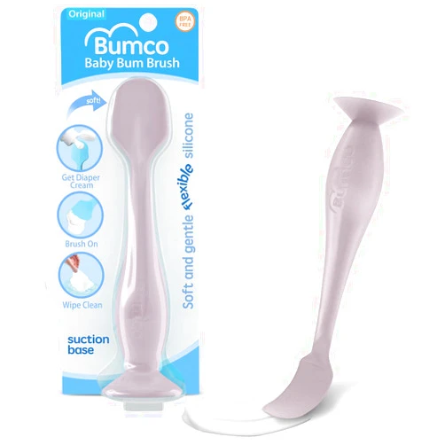 Bumco Baby Bum Brush - BPA-Free Diaper Cream Spatula with Suction Cup Base, Soft & Flexible Silicone, Wipe-Clean, Mom-Invented Diaper Bag Essentials (Lavender)
