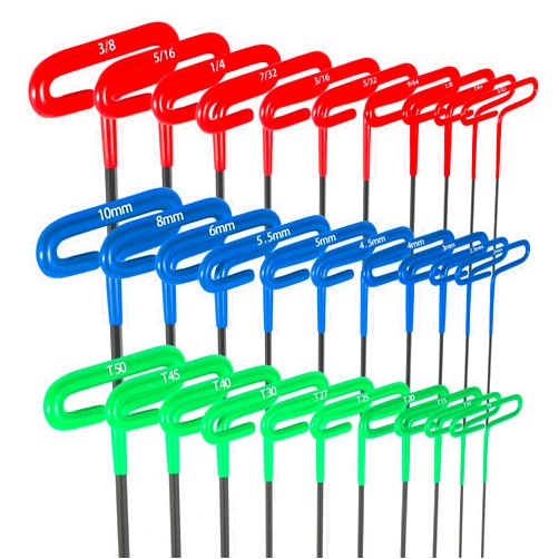 Dytert 30-Piece T Handle Allen Wrench Set with Metric(2-10MM) & Inch(3/32-3/8) & Torx（T9-T50 Allen Hex Keys Wrench Set, 7.4 inches long, Cushion Grip