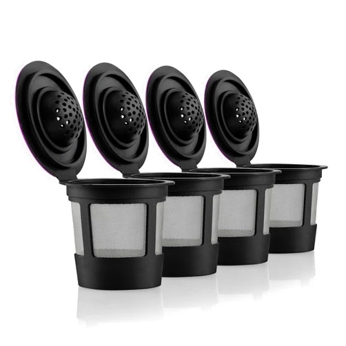 GoodCups 4 Black Reusable K Cups for Keurig Coffee Makers - BPA Free Universal Fit Refillable Kcups Coffee Filters for 1.0 and 2.0 Keurig Brewers