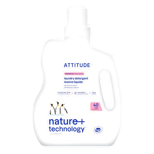 ATTITUDE Liquid Laundry Detergent, EWG Verified Laundry Soap, HE Compatible, Vegan and Plant Based Products, Cruelty-Free, Unscented, 40 Loads, 67.6 Fl Oz