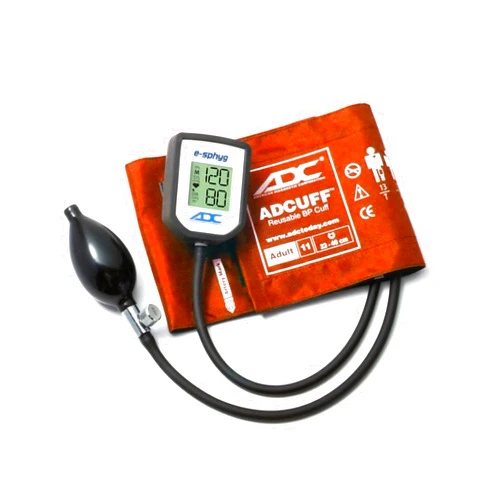 ADC 7002 E-sphyg Digital Pocket Aneroid Sphygmomanometer Blood Pressure Monitor, Reusable BP Cuff, Adult, Orange