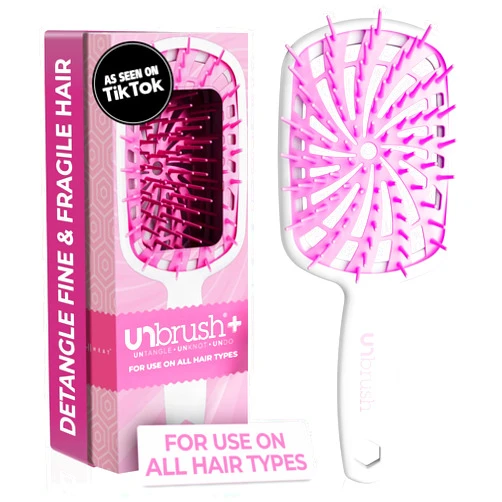 FHI Heat UNbrush Plus — Curly Hair Brush for Gentle & Effective Detangling on Wet or Dry Fragile Hair Types — Detangler Brush w/ 84 UltraFlex Bristles, Ultra-light, Vented, Anti Static Hairbrush