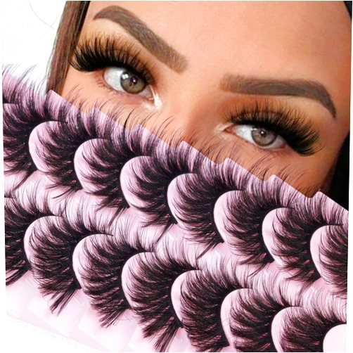 FANXITON False Eyelashes Fluffy Mink Lashes 20mm Cat Eye Lashes Long 5D Wispy Dramatic FANXITON Eye lashes 10 Pairs Pack