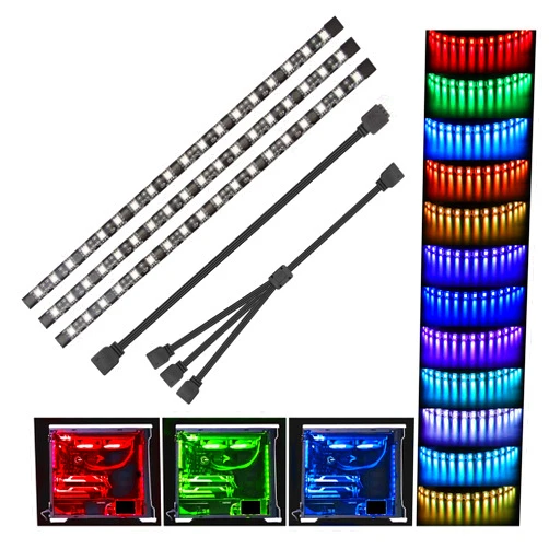 Speclux PC RGB Strip - 3pcs 5050 Magnetic PC LED Strip, Computer Case LED Light Strips for M/B with 12v 4pin RGB Header Compatible with Asus Aura Asrock RGB Led Gigabyte RGB Fusion MSI Mystic Light