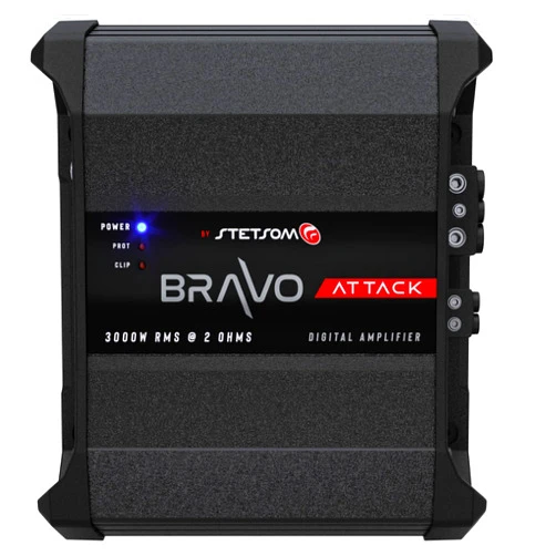 Stetsom Bravo Attack 3000 2 Ohms Mono Car Amplifier, 3000.1 3K Watts RMS, 2Ω Stable Car Audio, Full Range HD Sound Quality, 3000x1, Crossover & Bass Boost, Car Stereo Speaker MD, Smart Coolers
