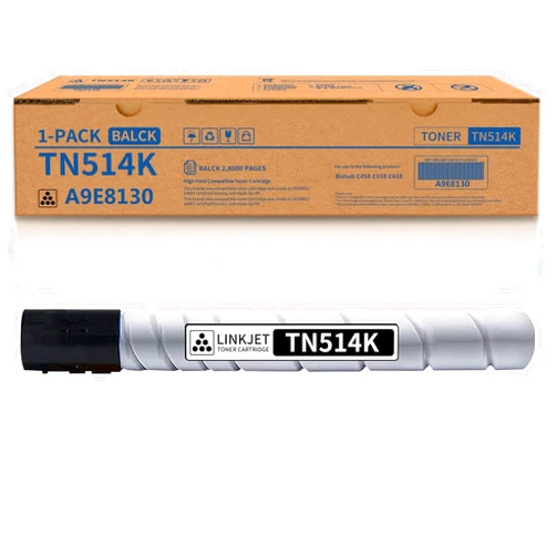 LINKJET TN514K | A9E8130 Toner Replacement for Konica Minolta A9E8130 TN514K TN-514K Toner Cartridge for use in Konica Minolta Bizhub C458 C558 C658 Toner Kit Printer-Black,28,000 Pages,1-Pack