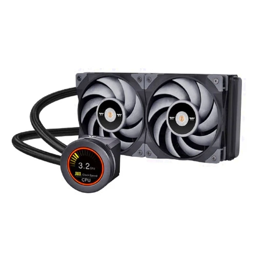 Thermaltake TOUGHLIQUID Ultra 240 AIO Liquid Cooler AMD(AM5/AM4) Intel(LGA 1700/1200) 2.1 Inch Rotational LCD Display 2500RPM Radiator Fan TT RGB Plus/Alexa/Razer Chroma Enabled CL-W322-PL12GM-B,Black