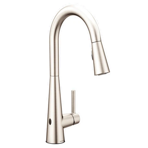 Moen Sleek Spot Resist Stainless Motionsense Wave Sensor Touchless One-Handle High Arc Pulldown Modern Kitchen Faucet Featuring Power Clean, 7864EWSRS