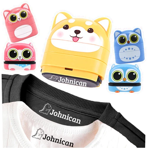 LLmohanzm Personalised Name Stamp for Clothing, Double Sided Name Stamp(White + Black Ink)-Name kids name stamp for clothes waterproof