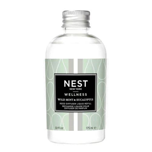 NEST New York Reed Diffuser Liquid Refill, Wild Mint & Eucalyptus - 5.9 fl oz - Fragrance for Up to 90 Days - Flame Free