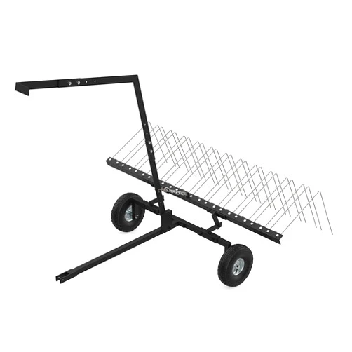 DIYTUNINGS Tow Behind 55 Inch Pine Straw Rake, 24 Spring Steel Tines Garden Rake, Steel Pine Straw Rake with Lift Handle, Lawn Dethatcher Rake for ATV, UTV or Mowe, Garden Farm Grass