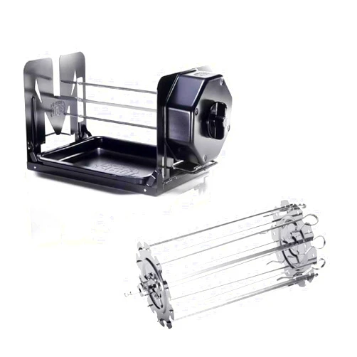 ROTO-Q 360 Non-Electric Rotisserie Kit with 10-Piece Skewer Set - Cordless Spit Roaster for Grills, Ovens, Smokers, BBQs - Indoor & Outdoor Cooking (Black)