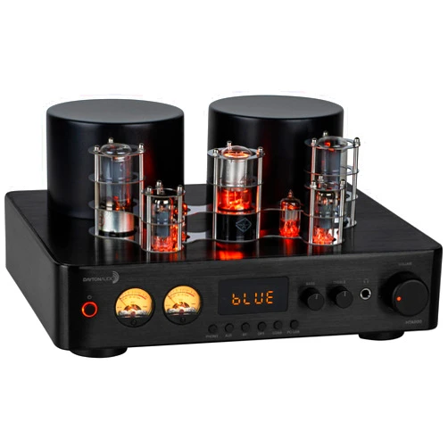Dayton Audio HTA200 Integrated Stereo Hybrid Hi-Fi Vacuum Tube Class A/B Amplifier 200 Watts RMS with Subwoofer Output, Headphone Output, Bluetooth 5.0, with Record Player Phono Preamp and USB DAC