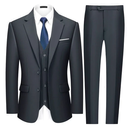 MAGE MALE Mens 3 Piece Slim Fit Suits Tuxedo Suit Set Prom Wedding Suits Two Button Blazer Jacket Vest Pants with Tie