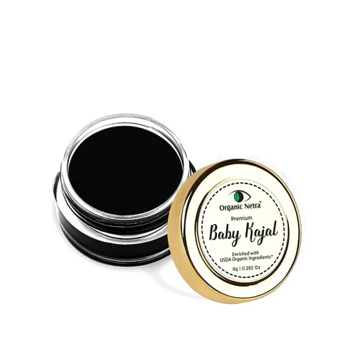 Liberelle Organic Netra Baby Kajal - 100% Natural, Enriched With Certified Organic Ingredients, Chemical-Free Kajal, Water Resistant and Long Lasting - 8g