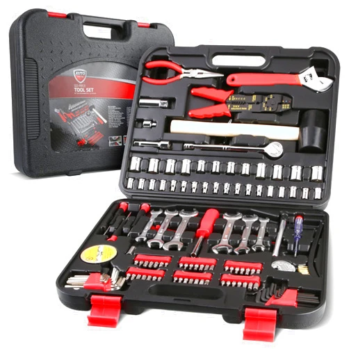 Olympia Tools 122-Piece Tool Kit, General Household Hand Tool Set with Solid Carrying Tool Box, Auto Repair Tool Sets
