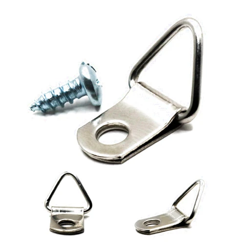 Picture Hang Solutions Frame Triangle Ring Hanger - 100 Pack - Small D-Ring Picture Hanger with Screws - Picture Hang Solutions