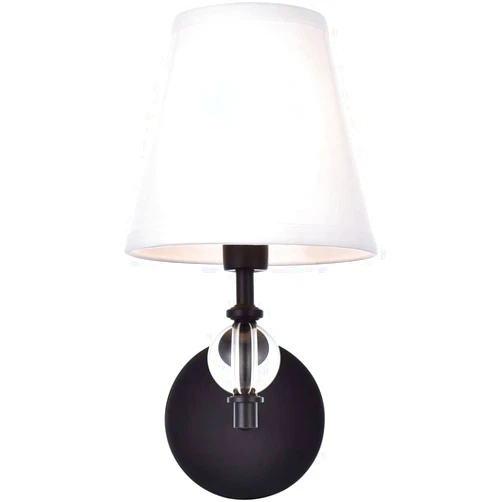 Living District Indoor Modern Home Decorative Bright Ceiling Bethany 1 Light Bath Sconce in Black with White Fabric Shade