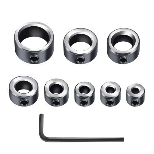 Tiosamd Depth Stop Drill Bit,Stop Collar Set Includes 1/8”, 3/16”, 1/4”, 5/16”, 3/8”, 7/16”, 1/2”, 5/8”and Allen Wrench(9Pcs), Premium High Carbon Steel Drill Bit Positioning Ring Split Ring- Tiosamd