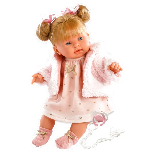 Llorens Interactive Crying Baby Dolls – Abby Realistic Soft Body Dolls with Crying Feature in 15” and 16.5” Sizes, Handcrafted in Spain with Premium European Clothing – Gift-Ready Box