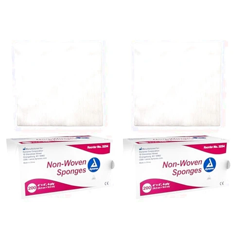 Dynarex Non-Woven Sponges, Non-Sterile, Gauze Sponges, for Cleansing, Prepping and Dressing, Highly-Absorbent and with Less Linting, 4