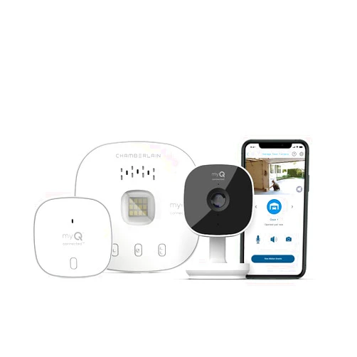 CHAMBERLAIN myQ Smart Garage HD Camera & Smart Garage Hub Bundle- Wi-Fi & Bluetooth- Smartphone Controlled - Two Way Talk - Works with Key by Amazon in-Garage Delivery, White