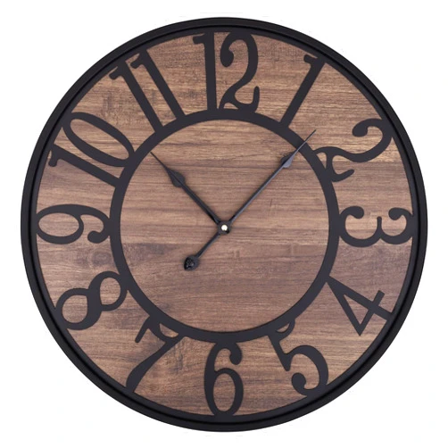 LEIKE Large Wall Clock,Silent,Non Ticking,Battery Operated Round Modern Big Wood Wall Clocks for Living Room, Bedroom,Kitchen,Farmhouse,Office,Rustic Home Decor-16 Inch/40CM-Black-Arabic Number