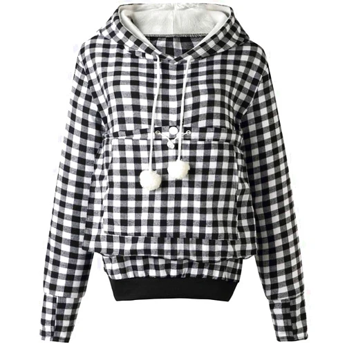 Felyong Womens Pet Pouch Hoodie Cat Dog holder Sweatshirt Mewgaroo Hood Top Pullover