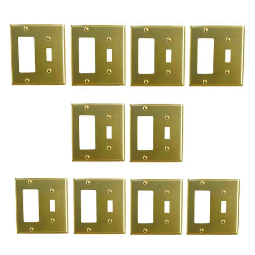 Renovators Supply Manufacturing 10 Switchplate Brushed Brass GFI Toggle | Renovator's Supply