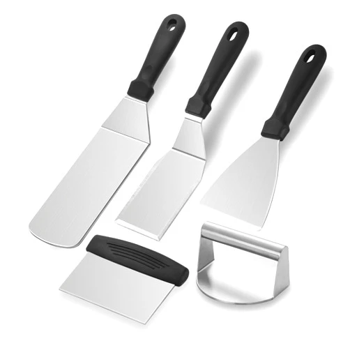 Amafox Metal Spatula Set Stainless Steel Griddle Spatula-Teppaniyaki Spatulas-Amafox Press-Professional Flat BBQ Grill Griddle Accessories- Spatula Pancake Flipper Hamburger Turner