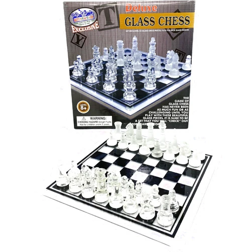 Matty's Toy Stop Deluxe Clear & Frosted Glass Chess Set (10