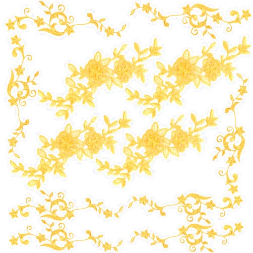 PAGOW 6 Pairs Gold Flower Embroidery Patch Sewing Craft Decoration, DIY Embroidered Appliques Patches for Wedding Prom Dress Clothes