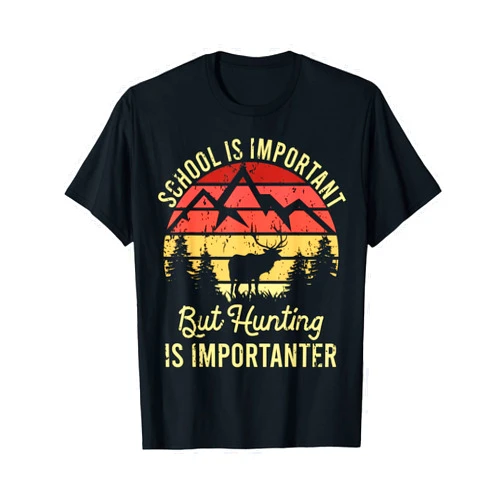 Hunter Hunting Enthusiast & Hunt Lover Gift Ideas School Is Important But Hunting Is Importanter Kids Youth T-Shirt