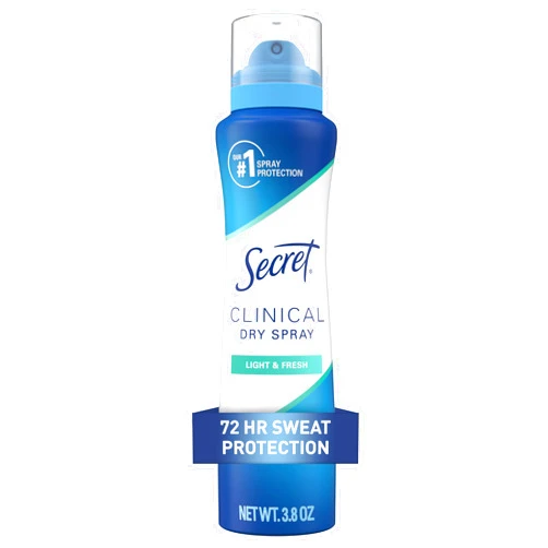 Secret Clinical Strength Dry Spray Antiperspirant Deodorant for Women, 3X Stress Protection, 72hr Sweat & Odor Protection, PH Balancing Minerals, Light & Fresh Scent, 3.8 oz