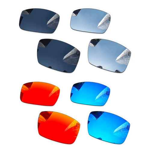 Combine8 4 Pairs Ploarized Replacement Lenses for Oakley Crankshaft OO9239 Sunglasses - Black + Silver Titanium + Ice Blue + Fire Red