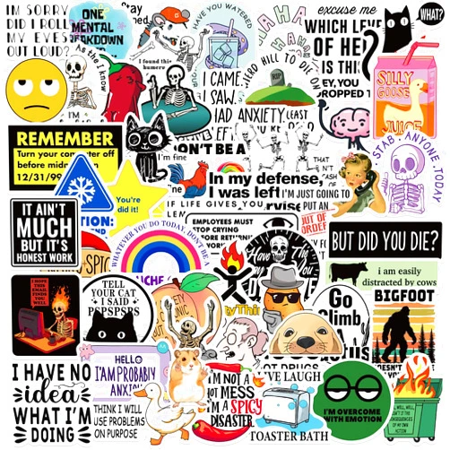 RGBEE 100Pcs Funny Anime Stickers Pack, Waterproof Vinyl Decals for Laptop, Skateboard, Hard Hat, Kindle, Journal, Scrapbooking, Water Bottle, Computer, Graffiti Stickers for Adults