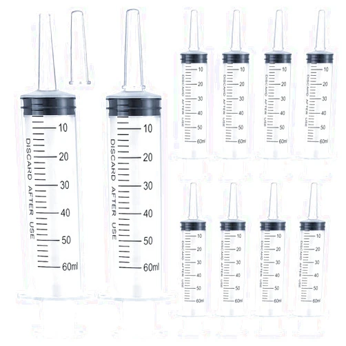 HiMo 60ml Syringe for Liquid, Oral, Scientific Labs, Measurement, Dispensing, Catheter Tip with Cap- 10 Pack 60ml Syringes
