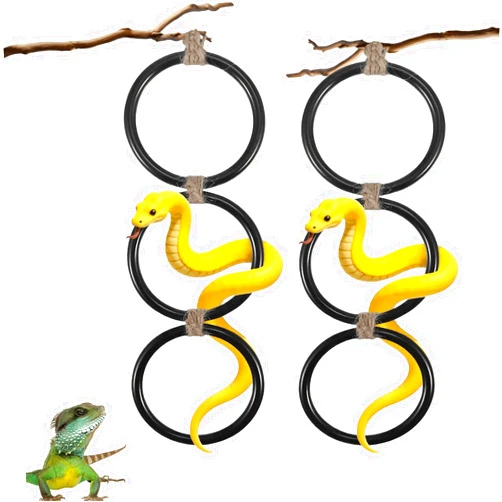 Generic Ball Python Tank Accessory, Snake Climbing Rings for Ball Python,Enrichment Toys for Corn Snake, Reptiletank Cage Decor Habitat Accessories for Terrarium,Chameleon,Parrot (17.1x4.5 Inches, Black) 1PC