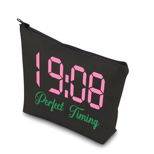 WCGXKO Sorority Gift Pink and Green Perfect Timing Black Greek Sorority Gift Paraphernalia Gift (Perfect Timing black)