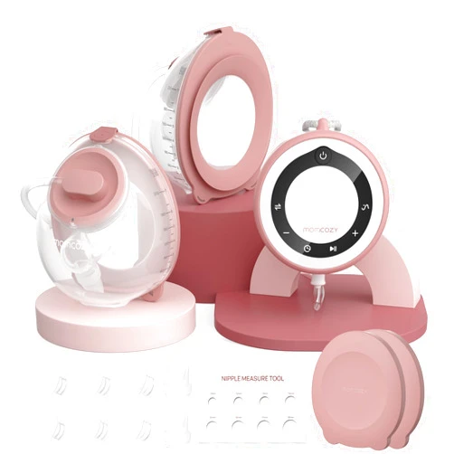 Momcozy Breast Pump V1 Pro Hospital-Grade, Hands-Free & Portable Wearable Pump, Upgraded Electric Pump with 3 Fine-Tuned Rhythms|15 Levels, Come with Leak-Proof DoubleFit Flange, Cozy Red.