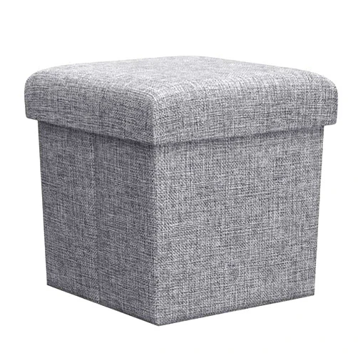 ZLY Folding Stool Storage Ottoman Polyester Fabric Linen Foot Rest Seat Clutter Collection 11 X 11 X 11 inch 28cm Cube Desk