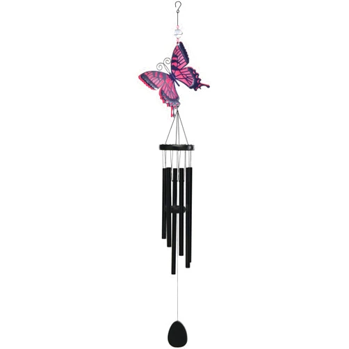 Sunset Vista Designs Windchimes - Large Colorful Butterfly Wind Chime, 45-Inch, Pink