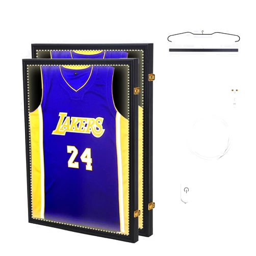 CDEN Jersey Display Frame Case with LED Lights, Large Sport Jersey Shadow Box, 23.7 * 31.6inch, 98% UV Protection Acrylic （2PACK）
