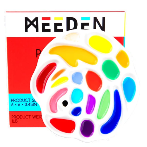 MEEDEN Porcelain Paint Palette, Ceramic Watercolor Pallet Mixing Tray, Rose Shaped Design