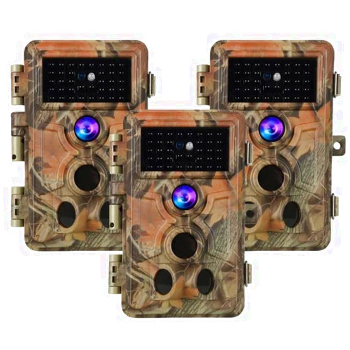 Folgtek 3-Pack Trail Cameras Wildlife Cam 48MP 1296P HD Video Night Vision & 0.1s Trigger Time Motion Activated IP66 Waterproof, 120°Wide Angle Time Lapse & Password Protection for Outdoor Hunting