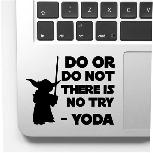 Valiant Collections Valiant Collection - Do or Do not There is no Try Yoda Sticker – Vinyl Decal for Waterbottle – Indoor and Outdoor Use – Waterproof Sticker for Mac Book, Laptop and Pencil Box – Black VC-455